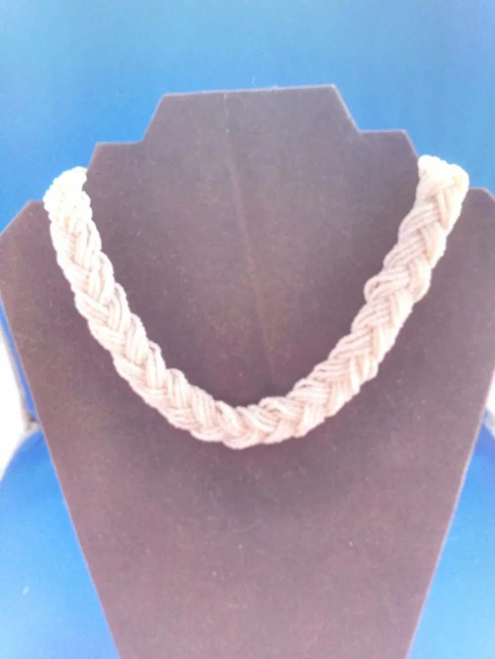 Vintage multi strand braided white seed bead necklace